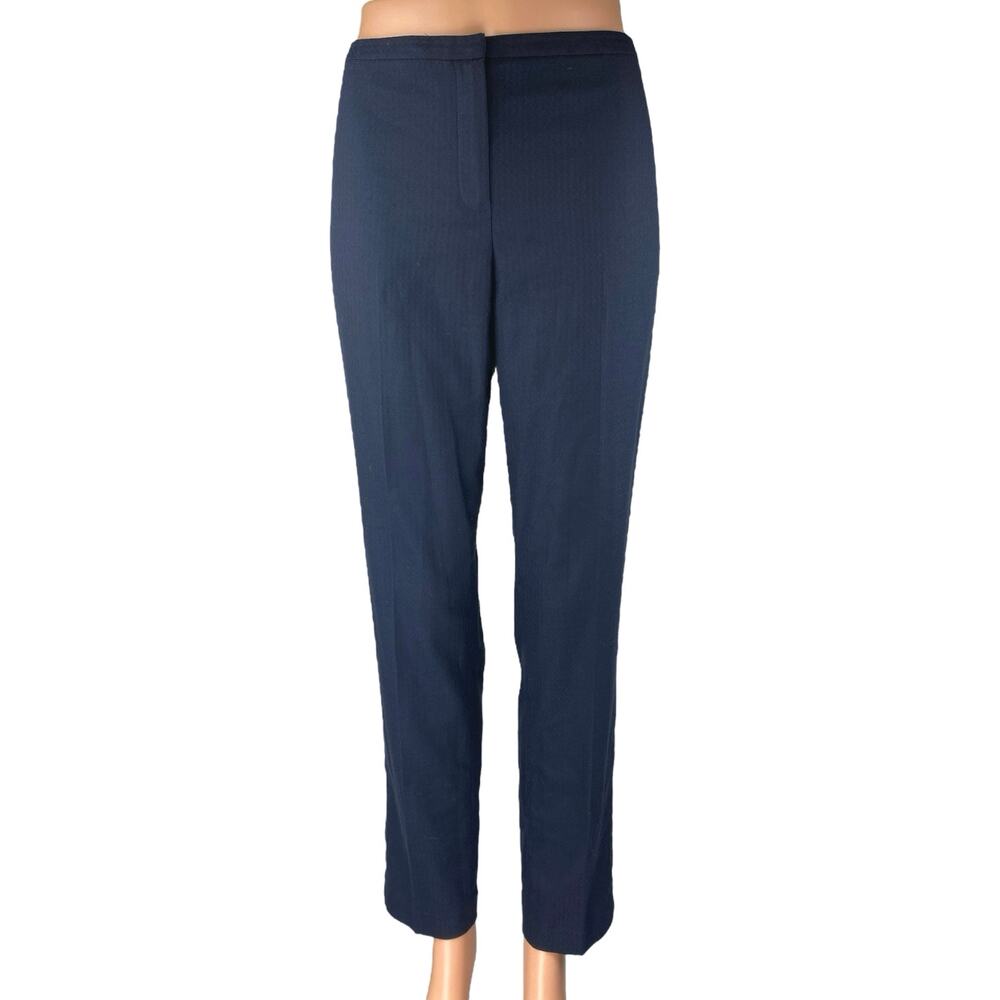 T Tahari Women's Navy Blue Mid Rise Tapered Leg Trousers Dress Pants Size 4